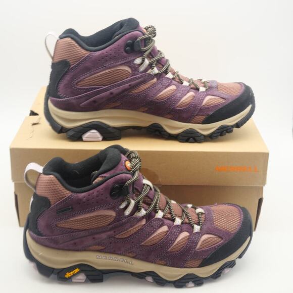 NEW Merrell Moab 3 Mid WP Hiking Boots Women's 10 Burgundy Burlwood Purple - Picture 5 of 9